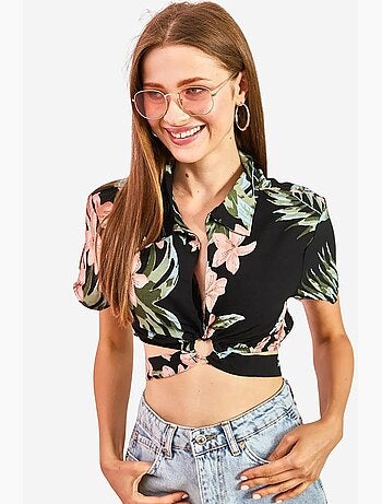 Chemise courte à imprimé floral, coupe décontractée, fermeture boutonnée lucci