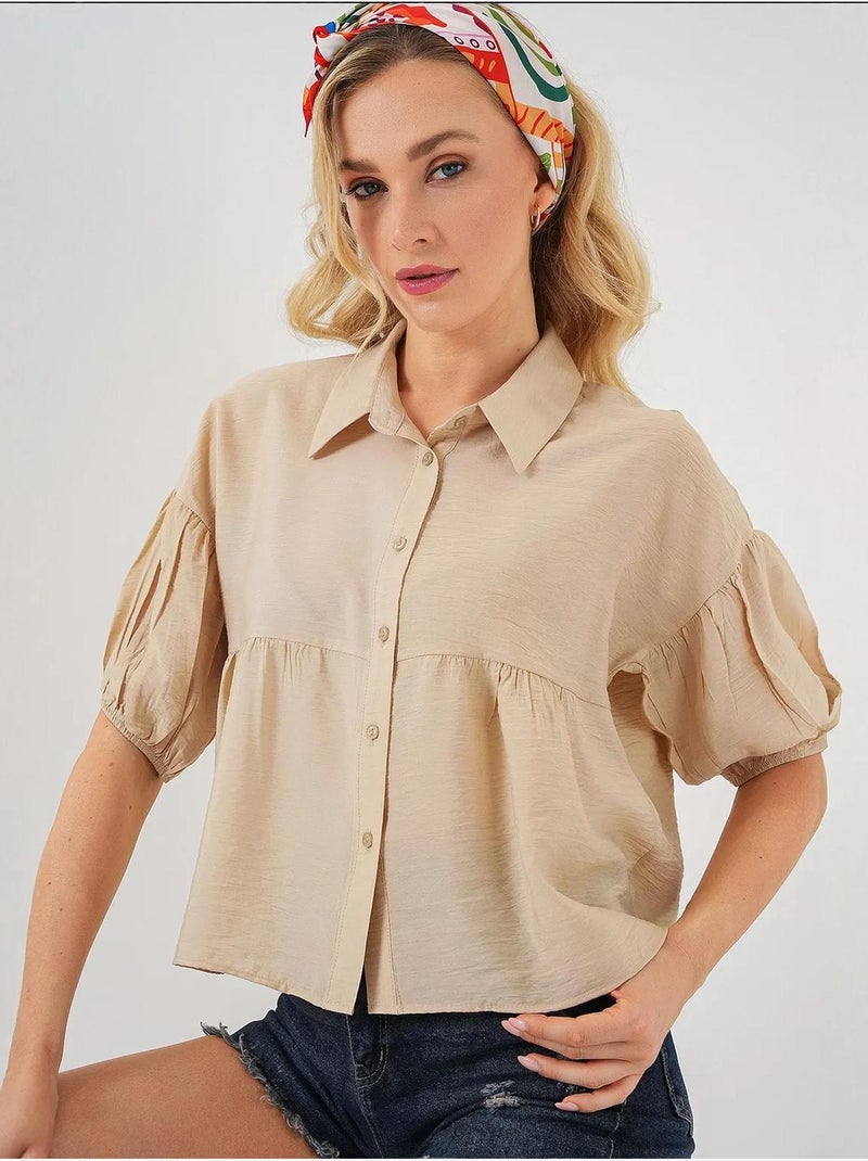 Chemise courte à manches courtes bdart Beige argile - Kiabi