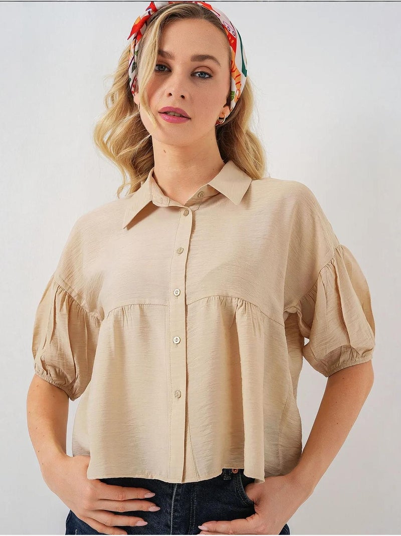 Chemise courte à manches courtes bdart Beige argile - Kiabi