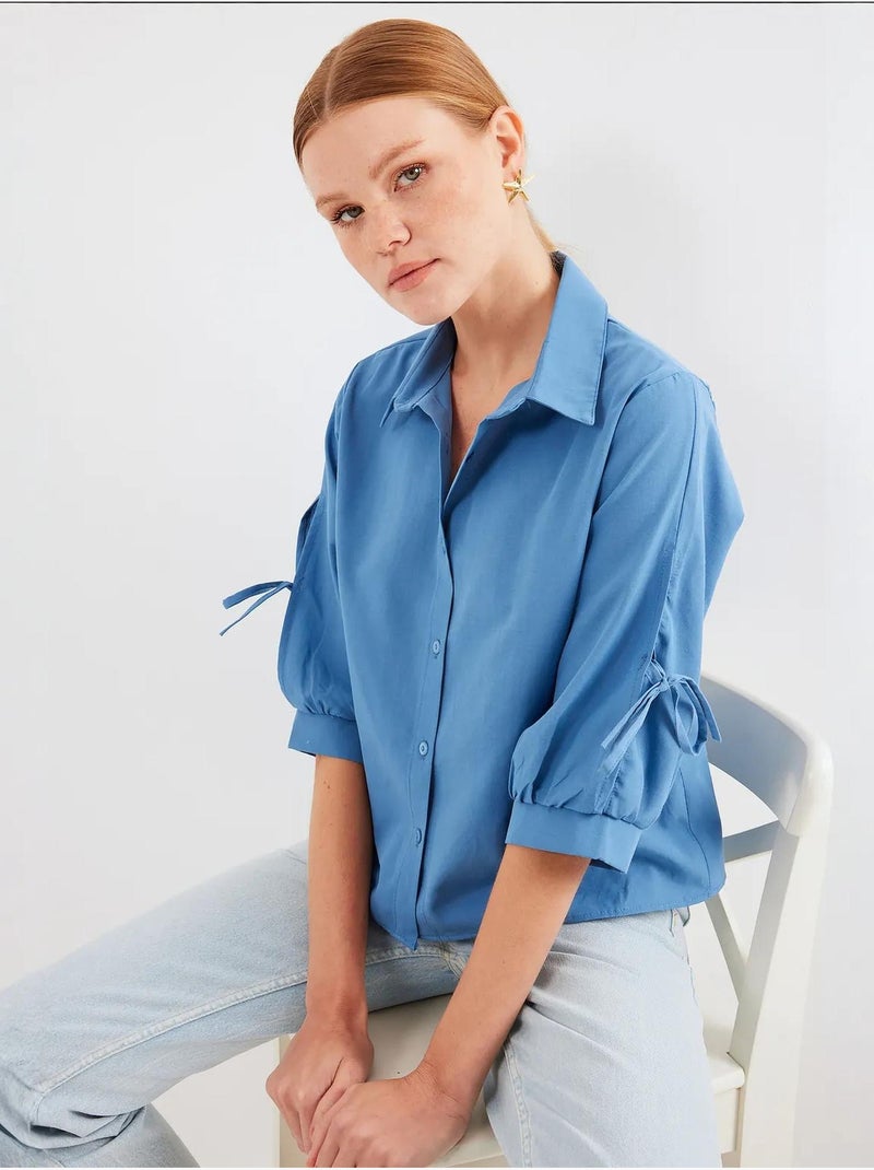 Chemise courte à manches détaillées bdart Bleu saphir - Kiabi