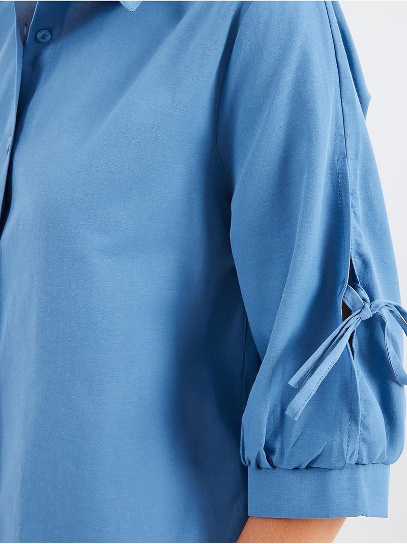 Chemise courte à manches détaillées bdart Bleu saphir - Kiabi