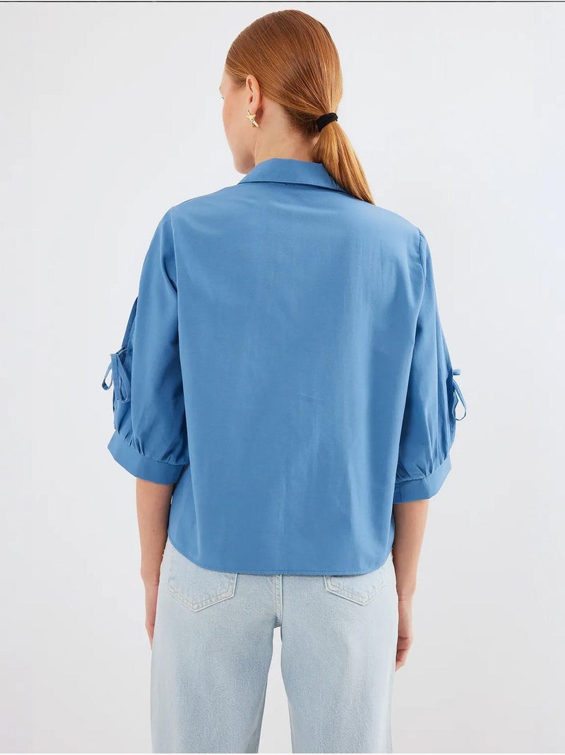 Chemise courte à manches détaillées bdart Bleu saphir - Kiabi