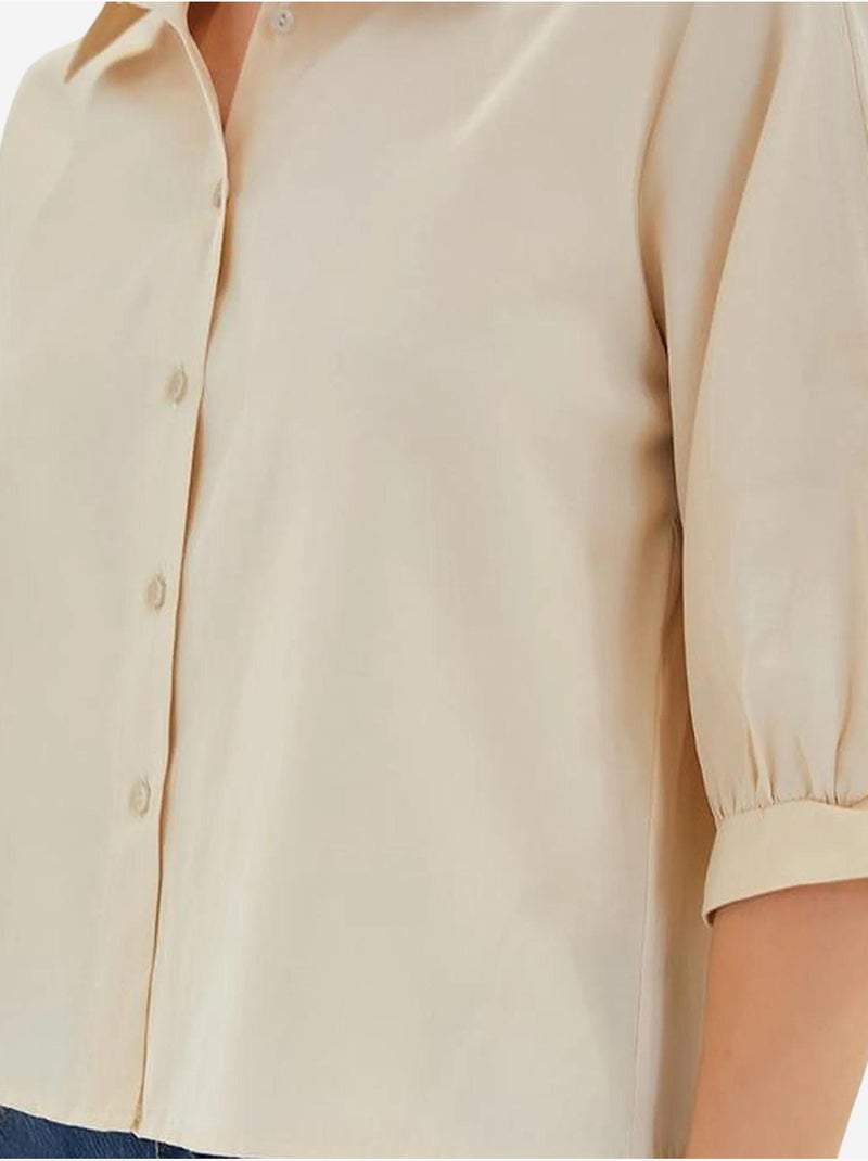 Chemise courte à manches détaillées bdart Crème - Kiabi