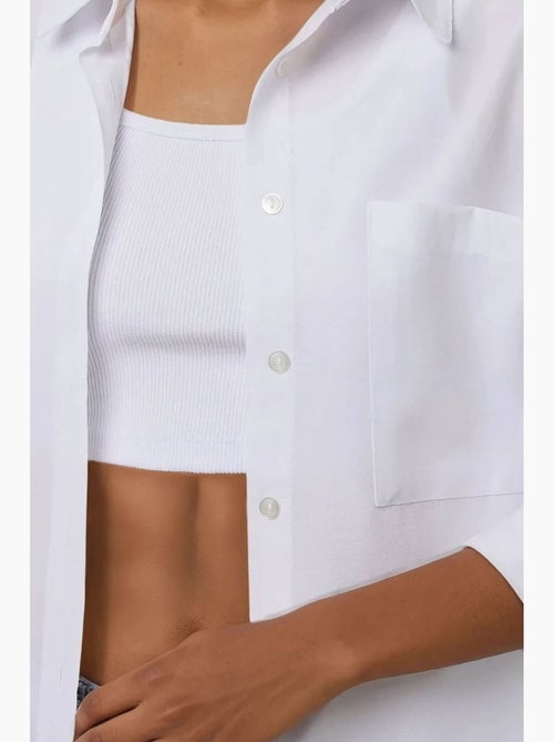 Chemise courte à manches longues en mélange de lin hiccup - Kiabi Chemise courte à manches longues en mélange de lin hiccup - Kiabi