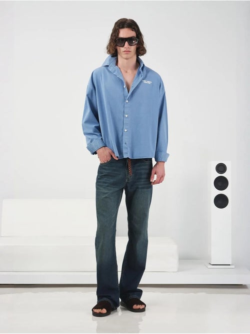 Chemise courte à manches longues giesto brodée avec imprimé texte - Kiabi Chemise courte à manches longues giesto brodée avec imprimé texte - Kiabi
