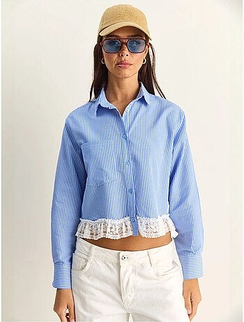 Chemise courte à rayures et boutons lucci
