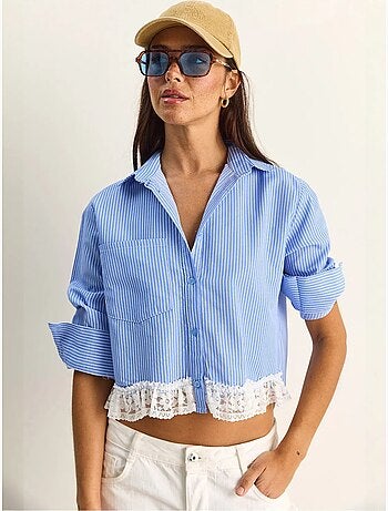 Chemise courte à rayures et boutons lucci