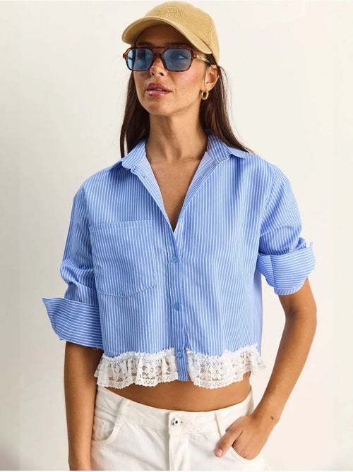 Chemise courte à rayures et boutons lucci - Kiabi Chemise courte à rayures et boutons lucci - Kiabi