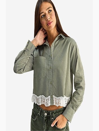Chemise courte à rayures et boutons lucci