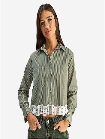 Chemise courte à rayures et boutons lucci