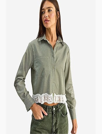 Chemise courte à rayures et boutons lucci