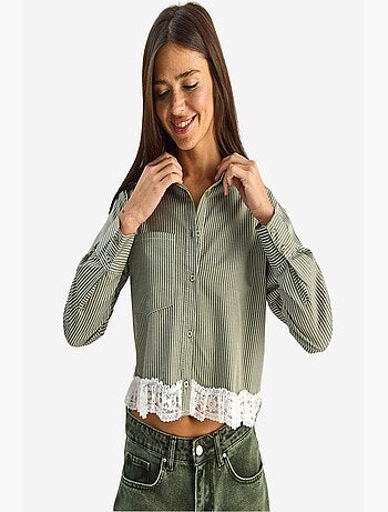 Chemise courte à rayures et boutons lucci