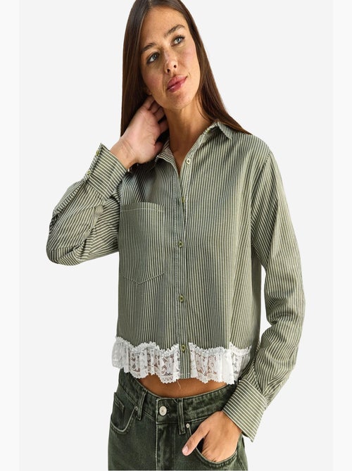 Chemise courte à rayures et boutons lucci - Kiabi Chemise courte à rayures et boutons lucci - Kiabi