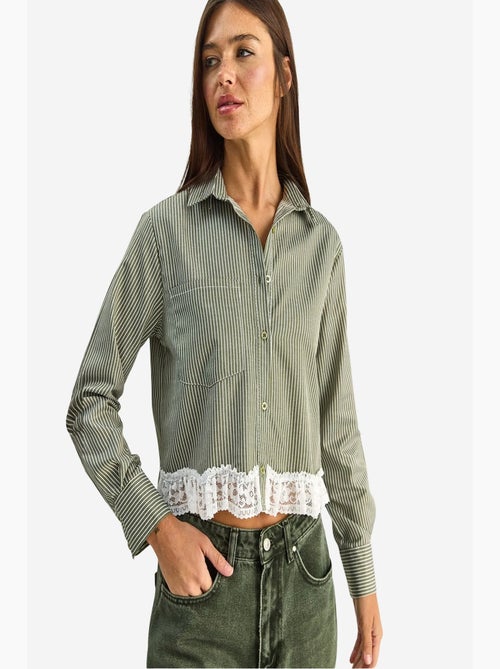 Chemise courte à rayures et boutons lucci - Kiabi Chemise courte à rayures et boutons lucci - Kiabi