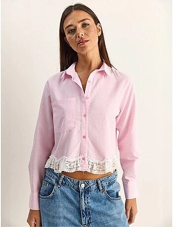 Chemise courte à rayures et boutons lucci