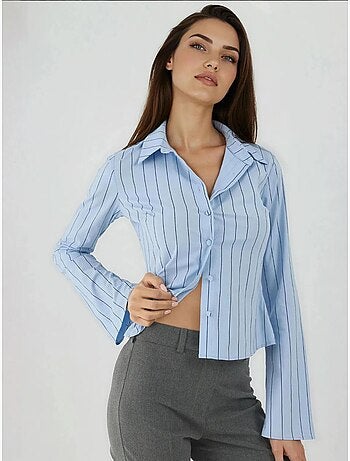 Chemise courte ajustée à rayures