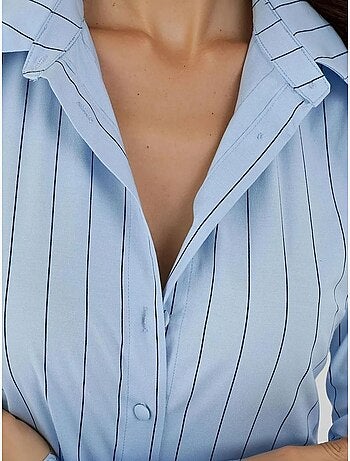 Chemise courte ajustée à rayures