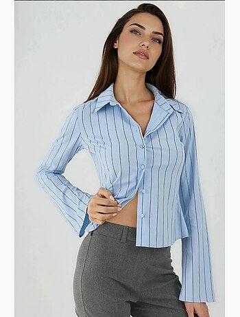 Chemise courte ajustée à rayures hiccup