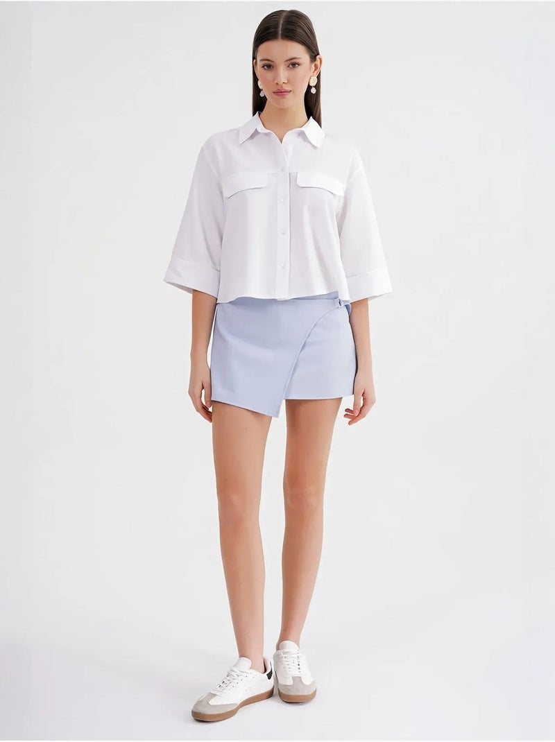 Chemise courte ample avec fermeture à boutons et poche mixray Blanc - Kiabi