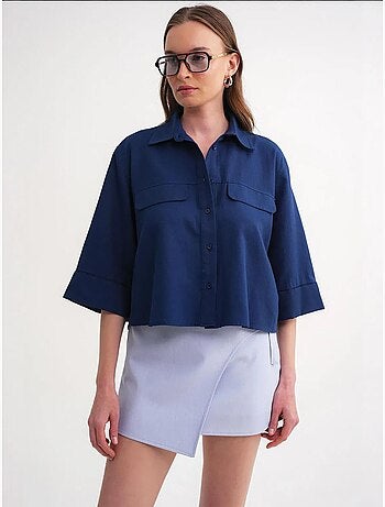 Chemise courte ample avec fermeture à boutons et poche mixray