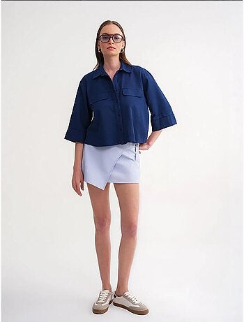Chemise courte ample avec fermeture à boutons et poche mixray