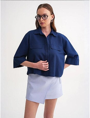 Chemise courte ample avec fermeture à boutons et poche mixray