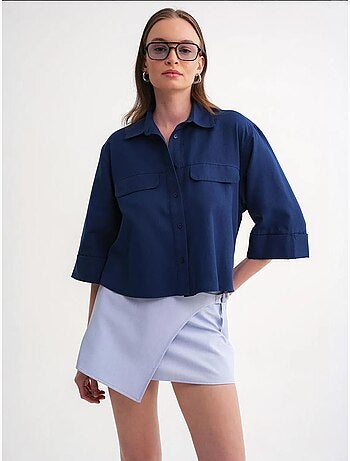 Chemise courte ample avec fermeture à boutons et poche mixray