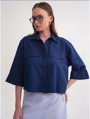 Chemise courte ample avec fermeture à boutons et poche mixray