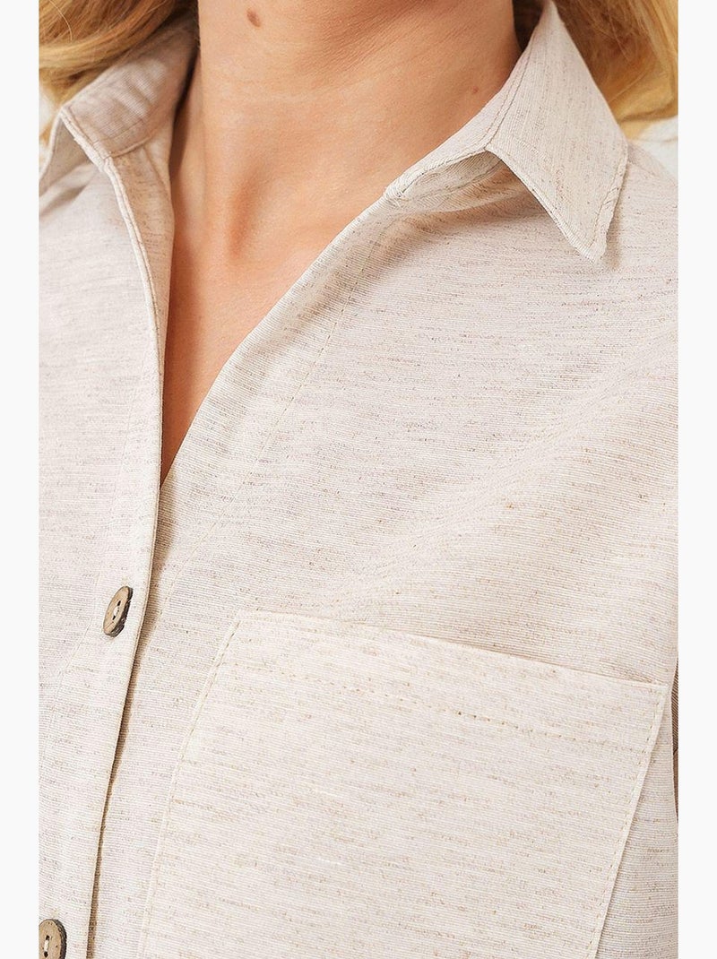 Chemise courte aspect lin bdart Crème - Kiabi