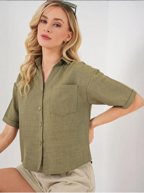 Chemise courte aspect lin bdart - Kiabi Chemise courte aspect lin bdart - Kiabi