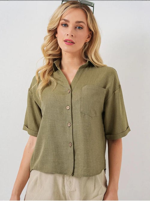 Chemise courte aspect lin bdart - Kiabi Chemise courte aspect lin bdart - Kiabi