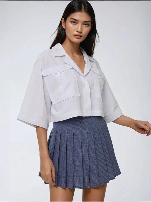 Chemise courte avec détail de poche - Kiabi
