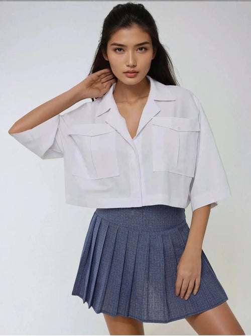 Chemise courte avec détail de poche - Kiabi