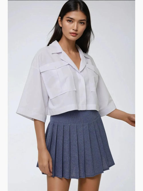 Chemise courte avec détail de poche hiccup - Kiabi