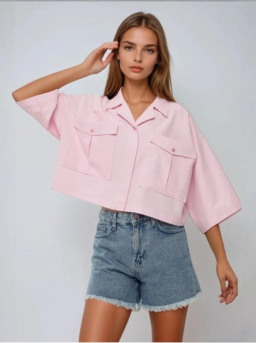 Chemise courte avec détail de poche - Kiabi Chemise courte avec détail de poche - Kiabi