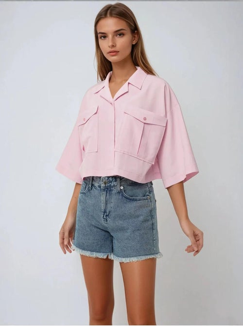 Chemise courte avec détail de poche - Kiabi Chemise courte avec détail de poche - Kiabi