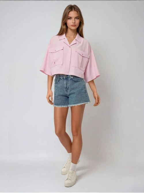 Chemise courte avec détail de poche - Kiabi Chemise courte avec détail de poche - Kiabi