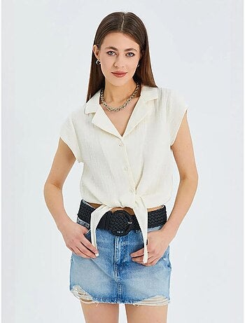 Chemise courte avec détail nœud mixray