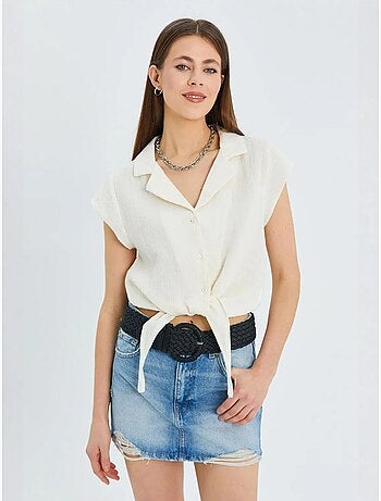 Chemise courte avec détail nœud mixray