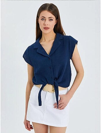 Chemise courte avec détail nœud mixray