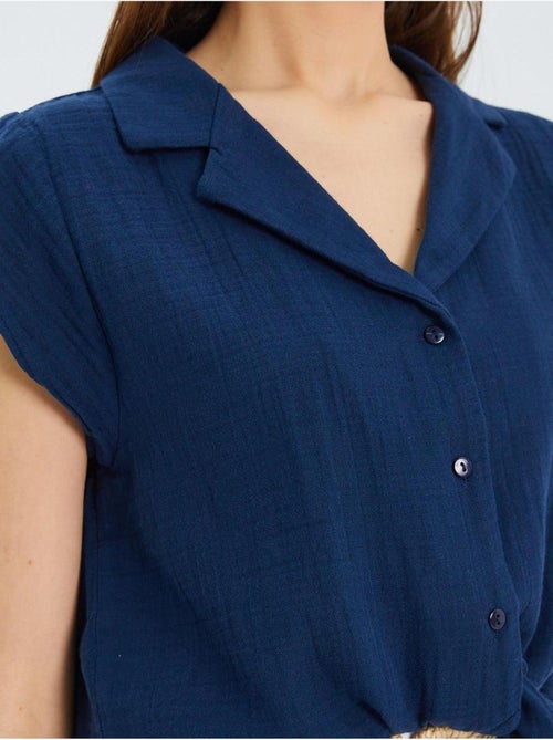 Chemise courte avec détail nœud mixray - Kiabi Chemise courte avec détail nœud mixray - Kiabi