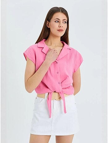 Chemise courte avec détail nœud mixray