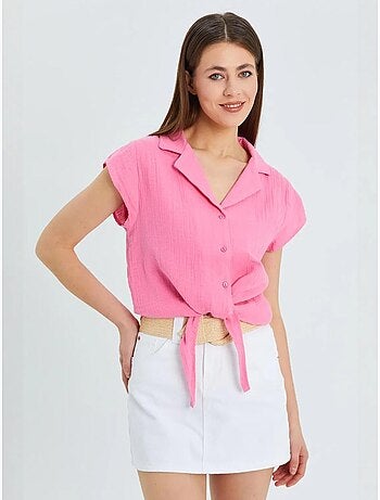 Chemise courte avec détail nœud mixray