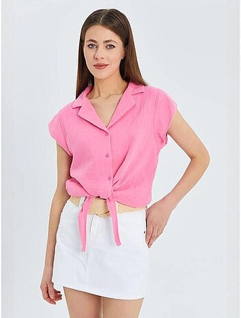 Chemise courte avec détail nœud mixray