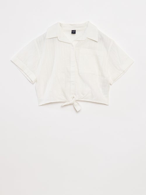 Chemise courte avec nœud - Kiabi