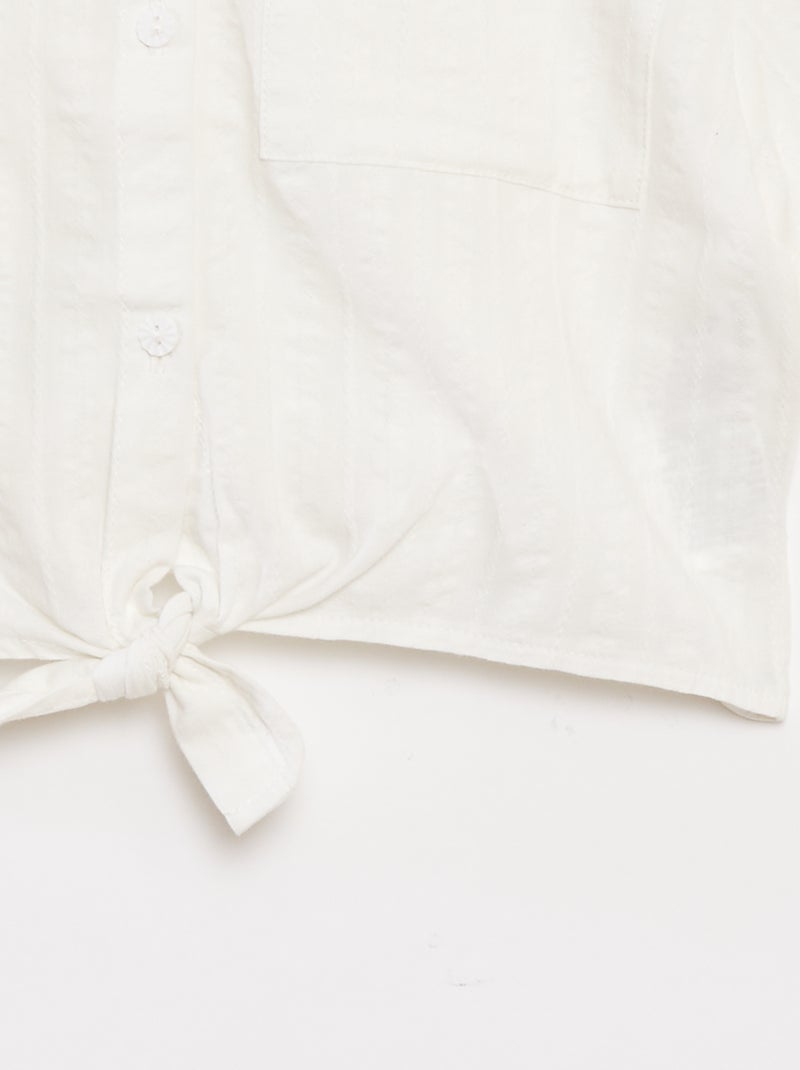Chemise courte avec nœud Blanc - Kiabi