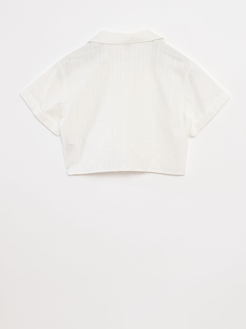 Chemise courte avec nœud Blanc - Kiabi