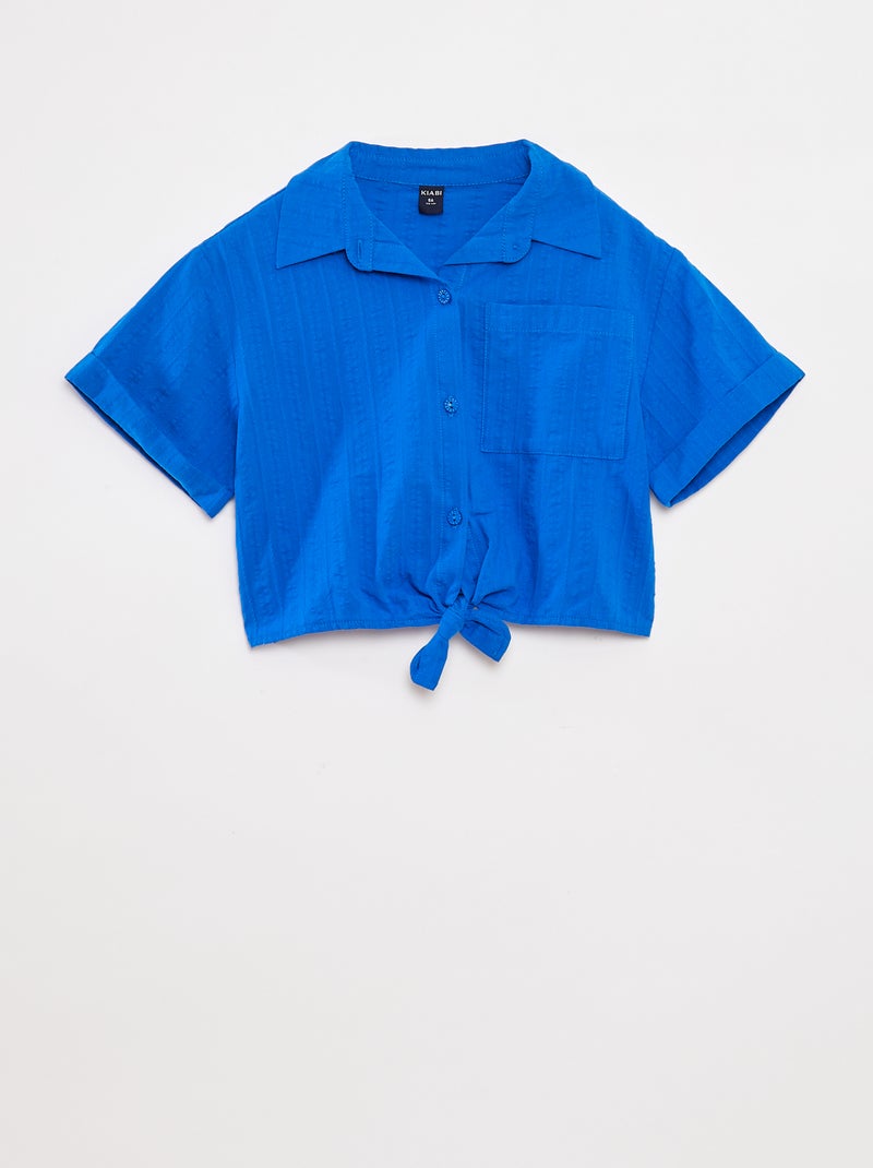 Chemise courte avec nœud Bleu - Kiabi