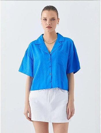 Chemise courte boutonnée coupe ample avec poche mixray
