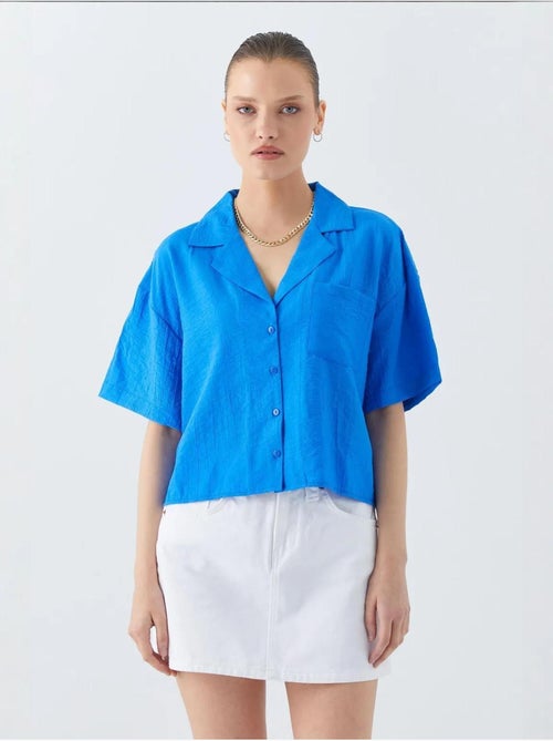 Chemise courte boutonnée coupe ample avec poche mixray - Kiabi